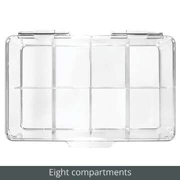 mDesign Plastic First Aid Kit Storage Box with Clear Top Lid for Bathroom, Kitchen, Cabinet, Closet, Drawer - Organizes Medicine, Ointments, Adhesive Bandages, Dental, 8 Divided Sections - Clear