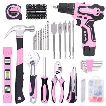 FASTPRO 175-Piece 12V Pink Drill Set for DIY and Home Repair