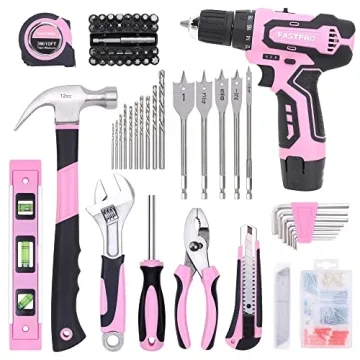 FASTPRO 175-Piece 12V Pink Drill Set for DIY and Home Repair