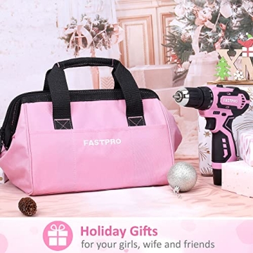 FASTPRO 175-Piece 12V Pink Drill Set for DIY and Home Repair