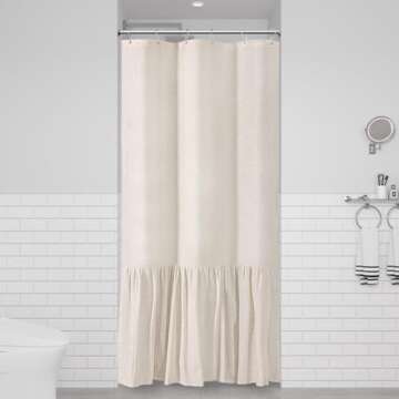 BTTN Ruffle Shower Curtain, Farmhouse Country Shower Curtain for Bathroom
