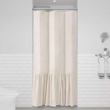 BTTN Ruffle Shower Curtain, Farmhouse Country Shower Curtain for Bathroom