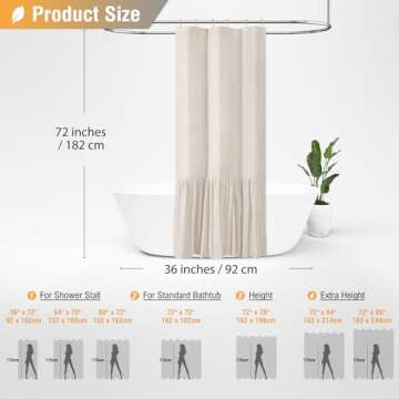 BTTN Ruffle Shower Curtain, Farmhouse Country Shower Curtain for Bathroom
