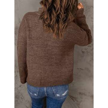 Dokotoo Women's 1/4 Zip V-Neck Pullover Sweater