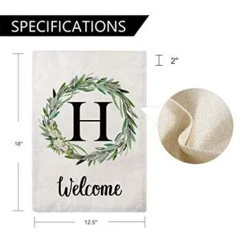 Welcome Decorative Garden Flags with Letter H/Olive Wreath Double Sided House Yard Patio Outdoor Garden Flags Small Garden Flag 12.5×18 Inch