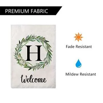 Welcome Decorative Garden Flags with Letter H/Olive Wreath Double Sided House Yard Patio Outdoor Garden Flags Small Garden Flag 12.5×18 Inch