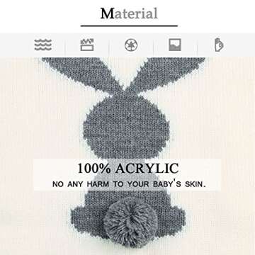 mimixiong Baby Bunny Easter Knit Rompers Clothes Sleeveless Toddler Jumpsuit Cute Outfit White 3-6 Months