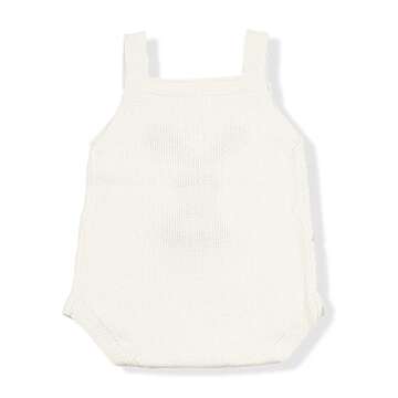 mimixiong Baby Bunny Easter Knit Rompers Clothes Sleeveless Toddler Jumpsuit Cute Outfit White 3-6 Months