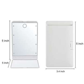 Feruaro Travel Mirror, Portable LED Lighted Makeup Mirror with 8 Dimmable Led Lights, Touch Switch T...