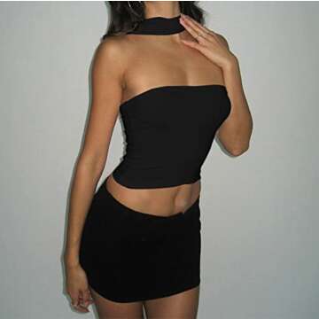 PICPUNMAK Women Sexy Strapless Halter Tube Top Hollow Out Sleeveless Solid Slim Bandeau Tops Off Shoulder Tank Vest Clubwear