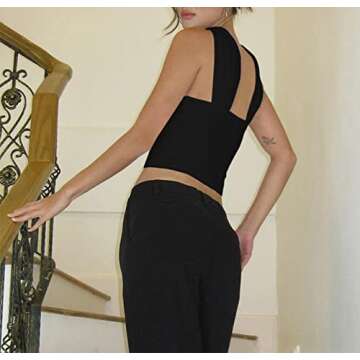 PICPUNMAK Women Sexy Strapless Halter Tube Top Hollow Out Sleeveless Solid Slim Bandeau Tops Off Shoulder Tank Vest Clubwear