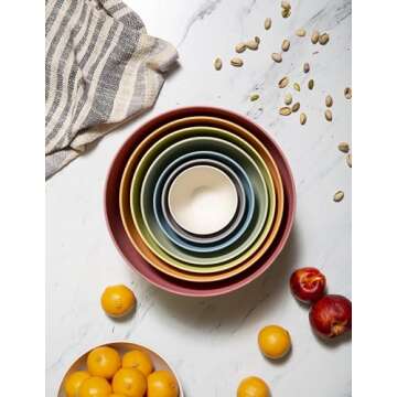 Bamboozle Nesting Bowls Set for Mixing and Serving, Dishwasher Safe, 7-Piece, Pastel