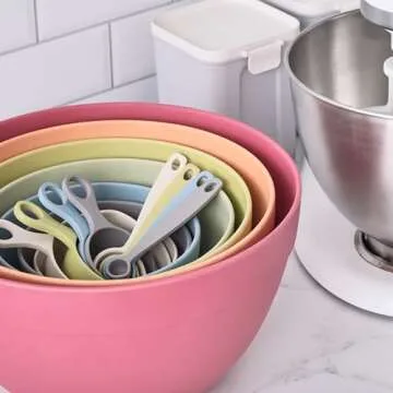 Bamboozle Nesting Bowls Set for Mixing and Serving, Dishwasher Safe, 7-Piece, Pastel
