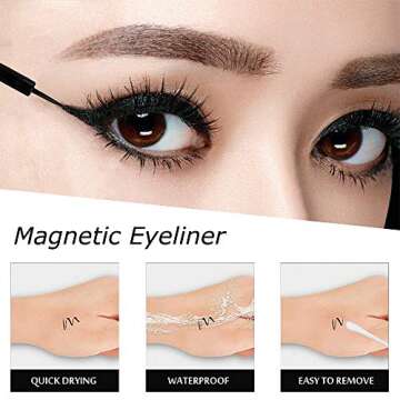 Cuckoo Magnetic Eyelashes with Magnetic Eyeliner Kit, Waterproof Smooth Liquid Eyeliner and 3D Natural Reusable Magnets False Lashes with Applicator for Daily Party Dating Wedding