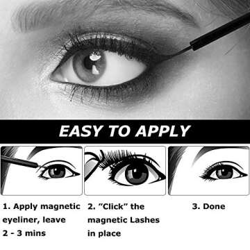 Cuckoo Magnetic Eyelashes with Magnetic Eyeliner Kit, Waterproof Smooth Liquid Eyeliner and 3D Natural Reusable Magnets False Lashes with Applicator for Daily Party Dating Wedding