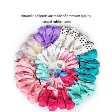 Amandir 152pcs Surprise Party Balloons Garland Arch Kit, Rose Red Aqua Blue White Polka Dots Confett...