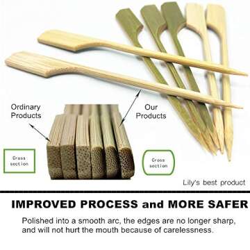 HOPELF 4.7 inch Bamboo Paddle Picks Skewers for Cocktail，Appetizers，Fruit Kabobs，Sandwich，Ba...