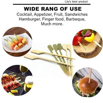 Stylish Bamboo Paddle Picks Skewers for Parties 100 Pack