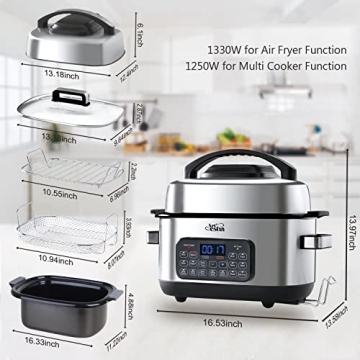Artestia 12-in-1 Multi Cooker Air Fry Sous Vide Slow Cook