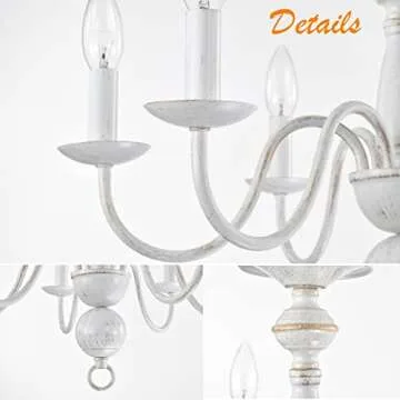 French Country Chandelier 6-Light Elegant Lighting for Home