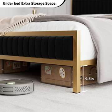 HIFIT Queen Bed Frame - Heavy Duty Velvet Upholstered Comfort
