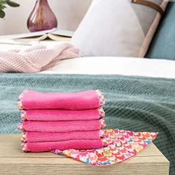 Arkwright Microfiber Makeup Remover Cloths - Pack of 5 - Soft Coral Fleece Reusable Makeup Towels with a Bag, Facial Wash Cloth for Bathroom, 7.5 x 15.5 in, Houndstooth