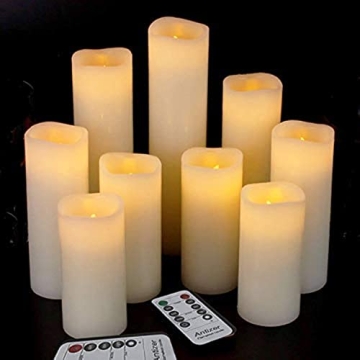 Antizer Flameless Candles LED Pack of 9 - Real Wax, Remote Timer, Safe & Elegant