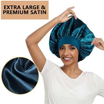 3PCS Extra Large Satin Bonnets for Sleeping, Hair Bonnets for Black Women Braids Curly Hair, B