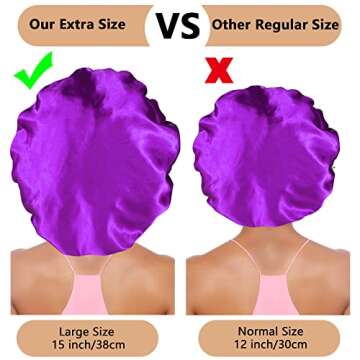 3PCS Extra Large Satin Bonnets for Sleeping, Hair Bonnets for Black Women Braids Curly Hair, B