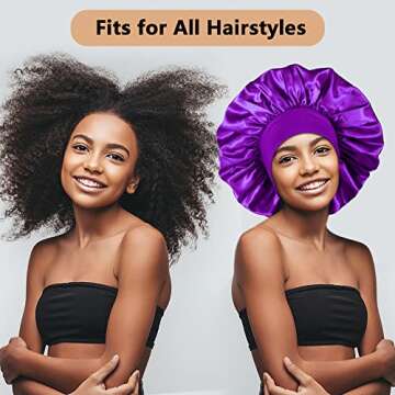 3PCS Extra Large Satin Bonnets for Sleeping, Hair Bonnets for Black Women Braids Curly Hair, B