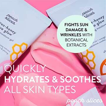 Peach Slices | Citrus-Honey Aqua Glow | Hydrating Moisture Gel | Face Moisturizer | For Sensitive, Dry, Oily, Dull, & Acne Prone Skin | Honey Extract | For All Skin Types | Korean Skin Care | 3.04 oz