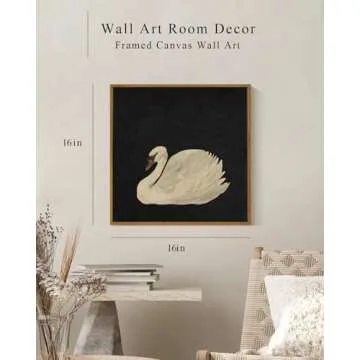 InSimSea Framed Canvas Swan Art - Elegant Vintage Decor