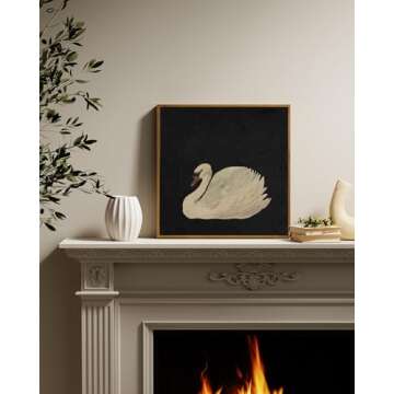 InSimSea Framed Canvas Swan Art - Elegant Vintage Decor
