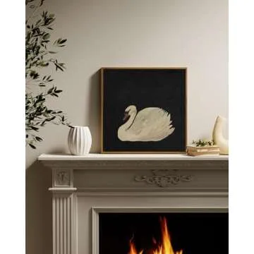 InSimSea Framed Canvas Swan Art - Elegant Vintage Decor
