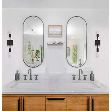 Linea di Liara Berbella 2-Light Matte Black Bathroom Vanity Light Fixtures Modern Wall Sconces Light...