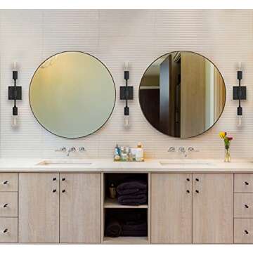 Linea di Liara Berbella 2-Light Matte Black Bathroom Vanity Light Fixtures Modern Wall Sconces Lighting Fixture Wall Lights for Hallway and Bedroom Sconces with Two LED Bulbs Included, UL Listed