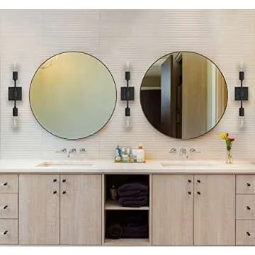 Linea di Liara Berbella 2-Light Matte Black Bathroom Vanity Light Fixtures Modern Wall Sconces Lighting Fixture Wall Lights for Hallway and Bedroom Sconces with Two LED Bulbs Included, UL Listed