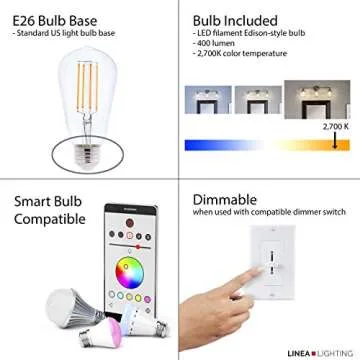 Linea di Liara Berbella 2-Light Matte Black Bathroom Vanity Light Fixtures Modern Wall Sconces Lighting Fixture Wall Lights for Hallway and Bedroom Sconces with Two LED Bulbs Included, UL Listed