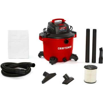 CRAFTSMAN 16 Gallon 6.5 Peak HP Wet/Dry Vac - Heavy-Duty Shop Vacuum with Attachments