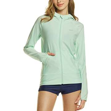 TSLA Women's UPF 50+ Hoodie Rash Guard for Summer Fun