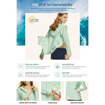 TSLA Women's UPF 50+ Hoodie Rash Guard for Summer Fun