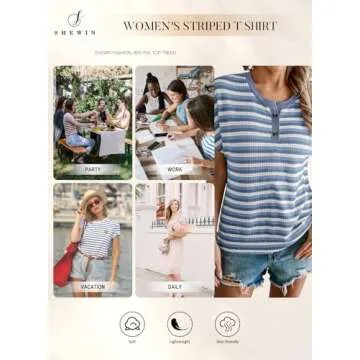 SHEWIN Waffle Knit Top - Trendy Summer Style