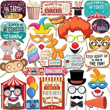 Carnival Photo Booth Props - 41-pc Circus Theme Kit for Fun Memories