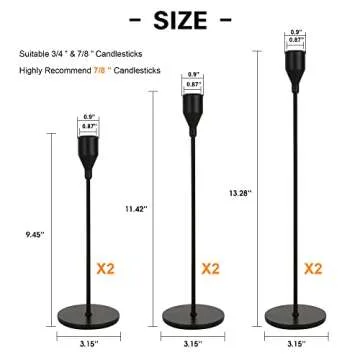 Lobolighting Black Candlestick Holders Set of 6, Black Taper Candles Holders for Candlestick, Mordern Farmhouse Mantle Fireplace Table Centerpieces Decoration