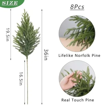 8 Real Touch Norfolk Pine Branches 36 Inch for Christmas Decor