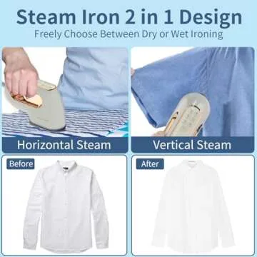 Portable Travel Steamer Iron for Clothes: Mini Handheld Garment Steam Ironing Machine for Clothing -...