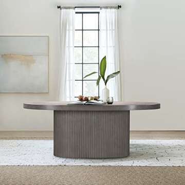 Armen Living Wave Oval Dining Table in Grey Concrete