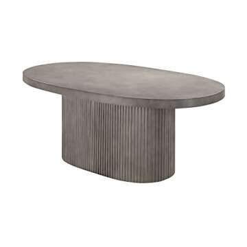 Armen Living Wave Oval Dining Table in Grey Concrete