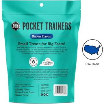 Generic Bixbi Pocket Trainers Grain Free Dog Training Treats in 3 Flavors: (1) Peanut Butter,(1) Bacon and (1) Chicken (3 Bags Total,6 Ounces Each) Plus Silicone Lid