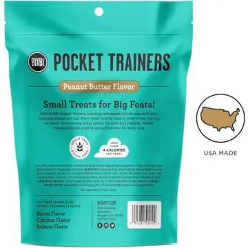 Generic Bixbi Pocket Trainers Grain Free Dog Training Treats in 3 Flavors: (1) Peanut Butter,(1) Bacon and (1) Chicken (3 Bags Total,6 Ounces Each) Plus Silicone Lid